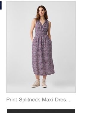 Sleeveless Cotton Midi Dress with Elastic Waist